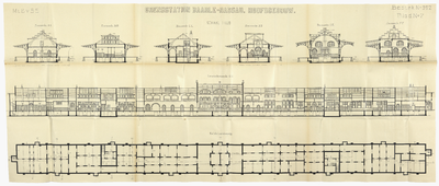 858533 Doorsneden en plattegrond van het hoofdgebouw van het S.S.-station Baarle-Nassau Grens te Baarle-Nassau.